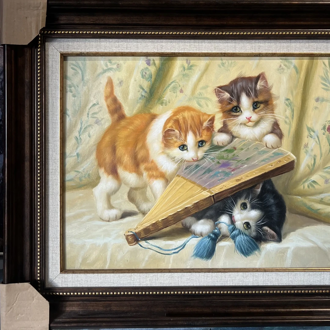 多巴胺风格可爱猫咪主题客厅玄关装饰画30*30厘米