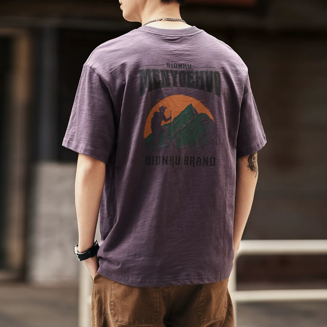 格蓝鹿山系户外短袖t恤男2025夏季新款宽松上衣男潮牌半袖体恤男