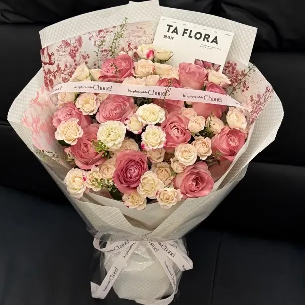 午后红茶复古粉玫瑰花束送女友闺蜜生日礼物同城鲜花直送