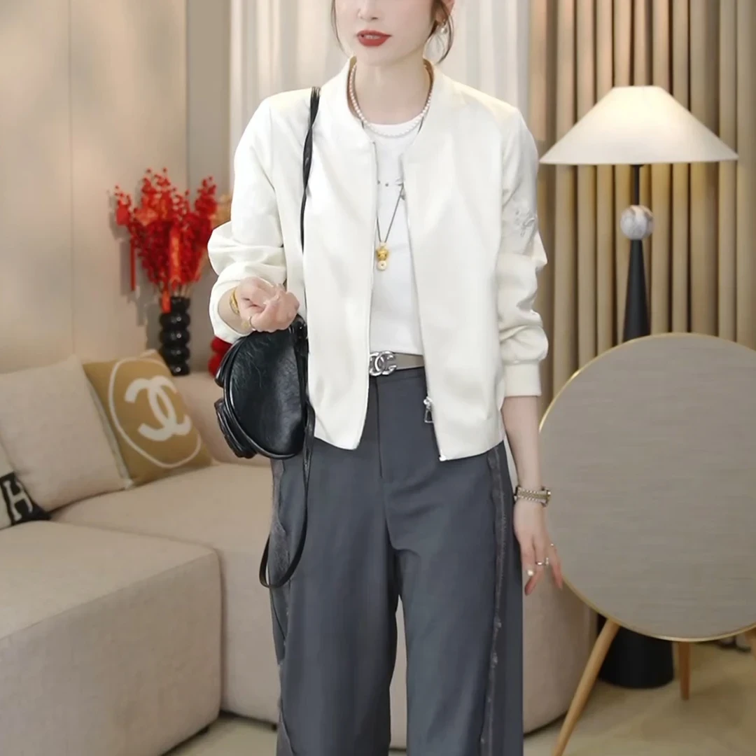 【LMENYI】鸟语花香~刺绣微光缎中国风棒球服气质淑女小个子上衣女