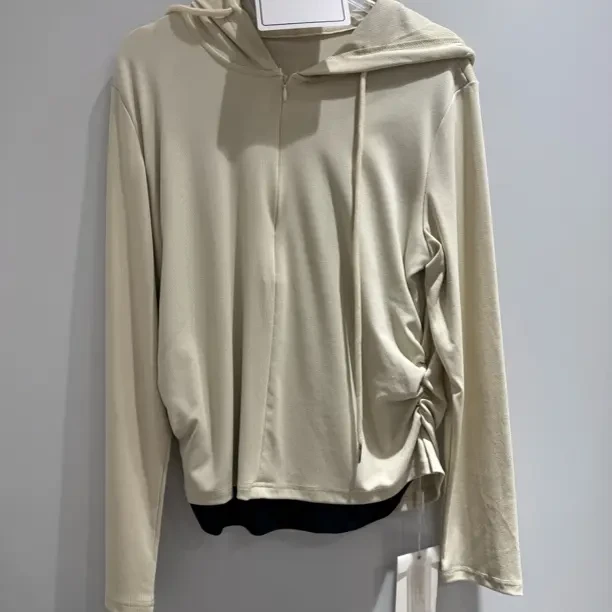 休闲风休闲拉链百搭长袖圆领潮流T恤吸汗春季连帽