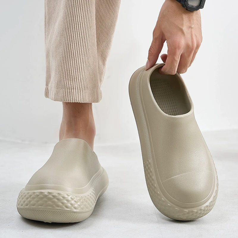 EVA厚底拖鞋男轻便防臭防滑勃肯鞋男款包头鞋男士外穿厨房鞋防水