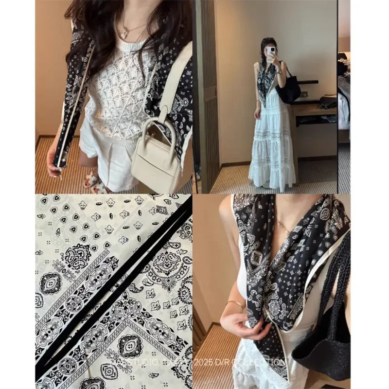 旅游防晒135*85CM三角巾 2025新款秋冬百搭可系腰丝巾领巾配饰ins