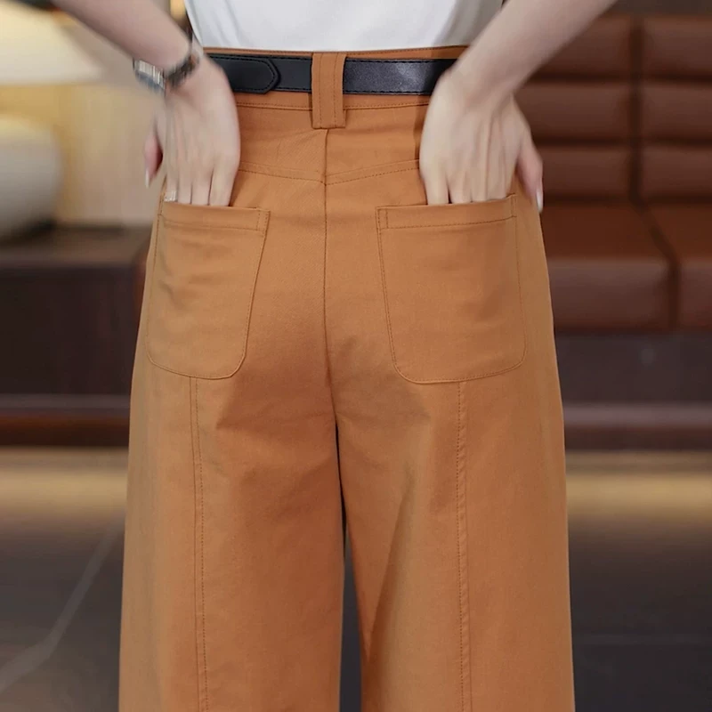 2025夏款新款窄版阔腿裤女士小个子九分裤高腰显瘦宽松百搭直筒裤