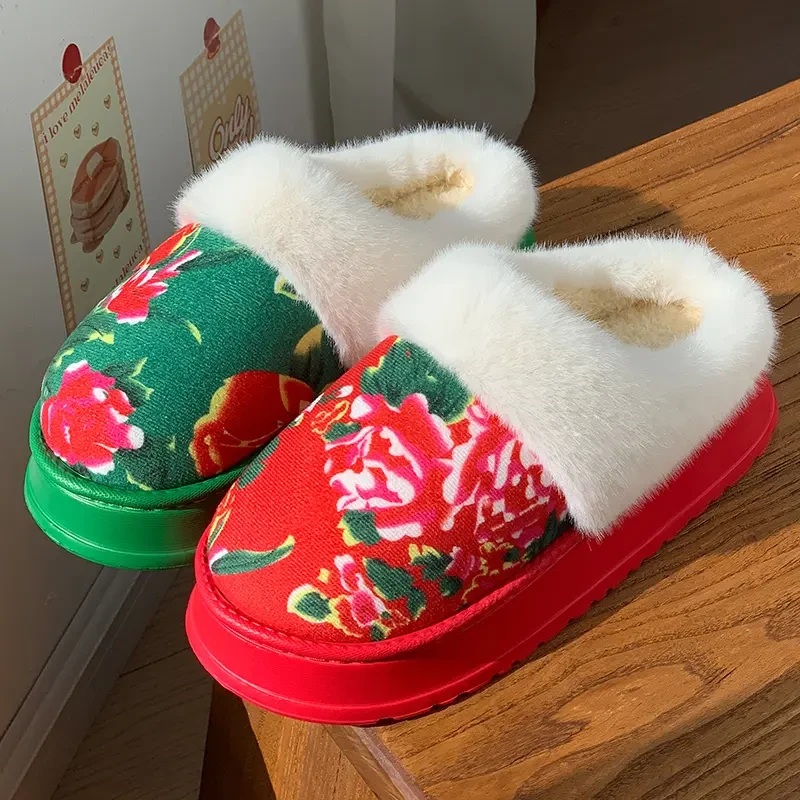 【出口品质】踩屎感棉拖鞋女款秋冬季2025新款防滑保暖东北拖鞋