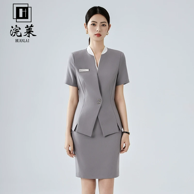 职业套装女夏季短袖薄款案场酒店前台客服工作服售楼部珠宝店工装