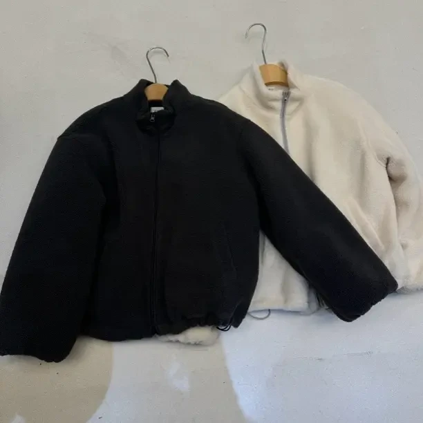 冬季立领羊摇粒绒外套女宽松加厚保暖