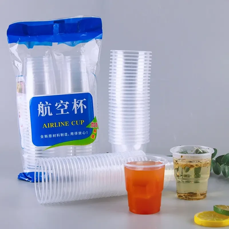 【100只】透明杯塑料餐饮杯一次性杯子喝水杯饮水杯茶水杯180ML