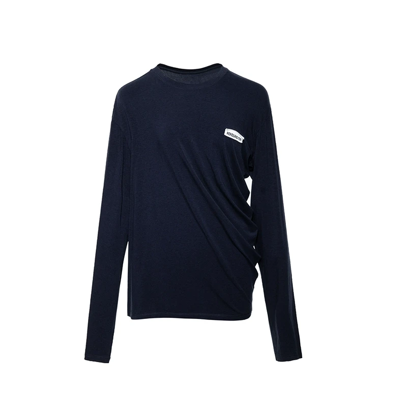 【REFOUND TEN】新品25春夏不规则休闲圆领T恤长袖女
