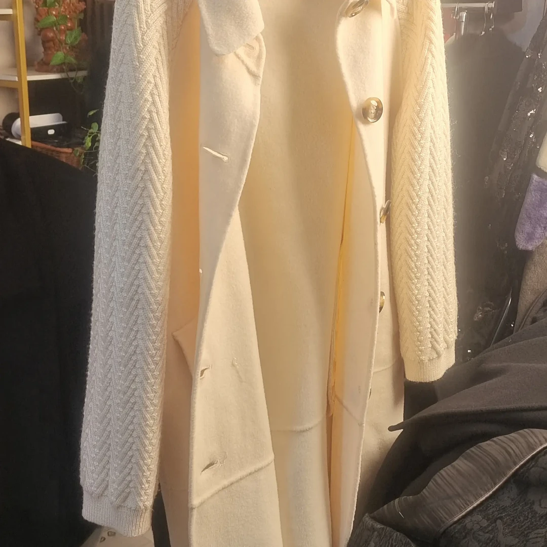 升级版时尚设计宽松廓形双面中长款秋冬毛呢大衣女