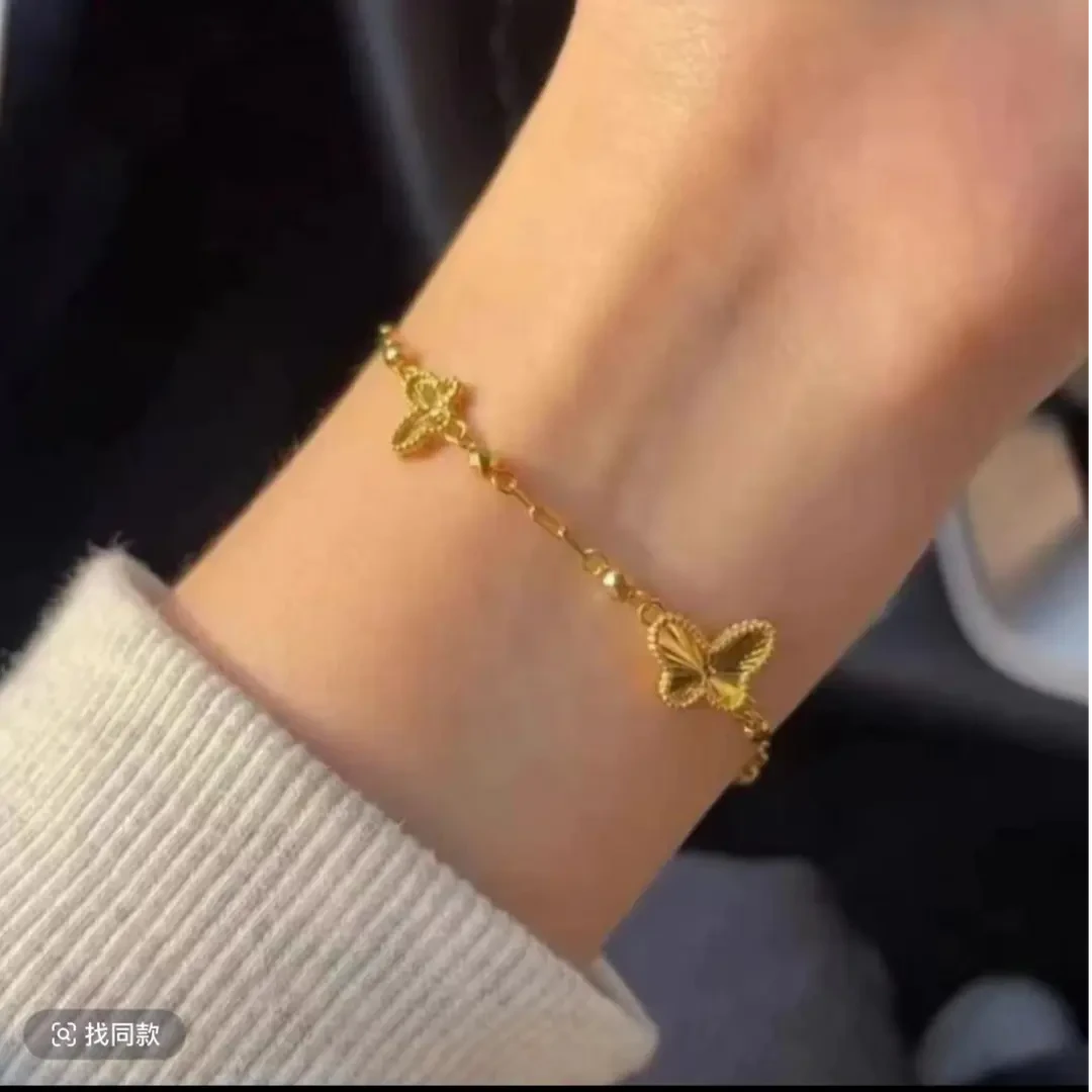 钛钢链 时尚蝴蝶链 发圈双带小众百搭简约闺蜜气质轻奢百搭不掉色