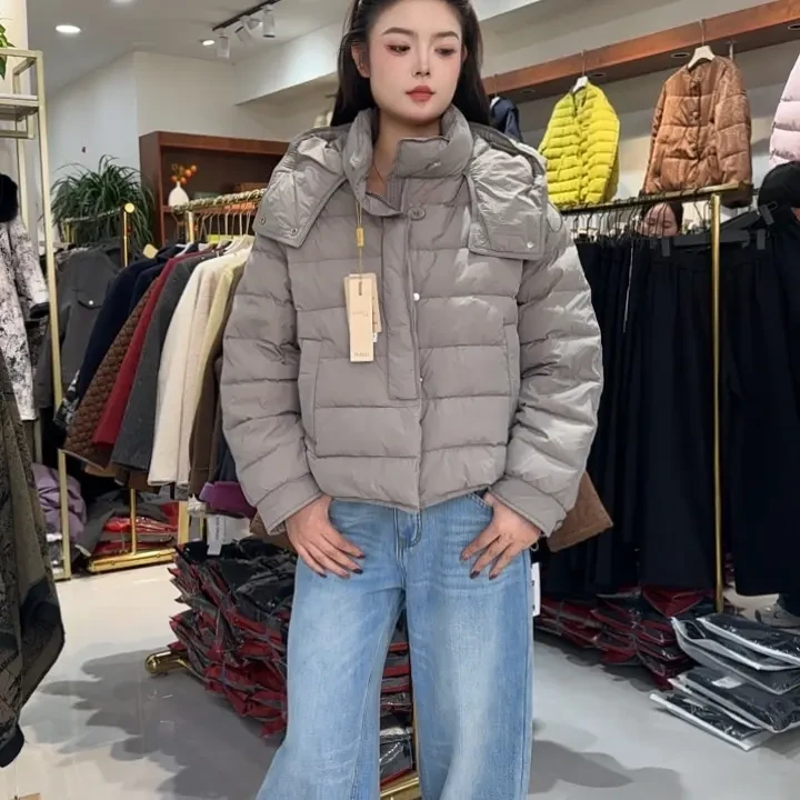 轻薄拼接女士冬季短款厚款90%95%连帽