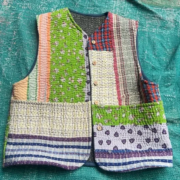 印度进口手工古董布刺子绣马甲（颜色随机，请联系客服）