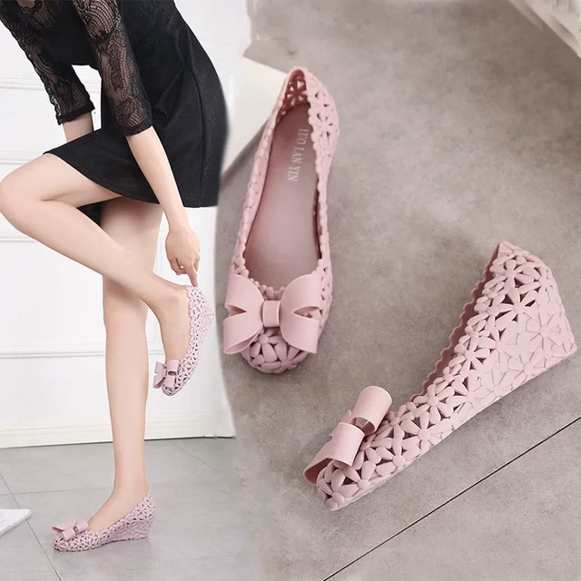 2025新款雨鞋女夏韩版透气果冻鞋坡跟胶鞋时尚防滑胶鞋沙滩鞋防水