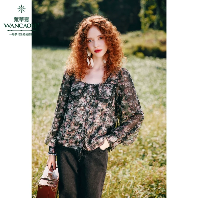 【陈大可专属】菀草壹2025春季新款长袖短款法式宽松小衫X13423411