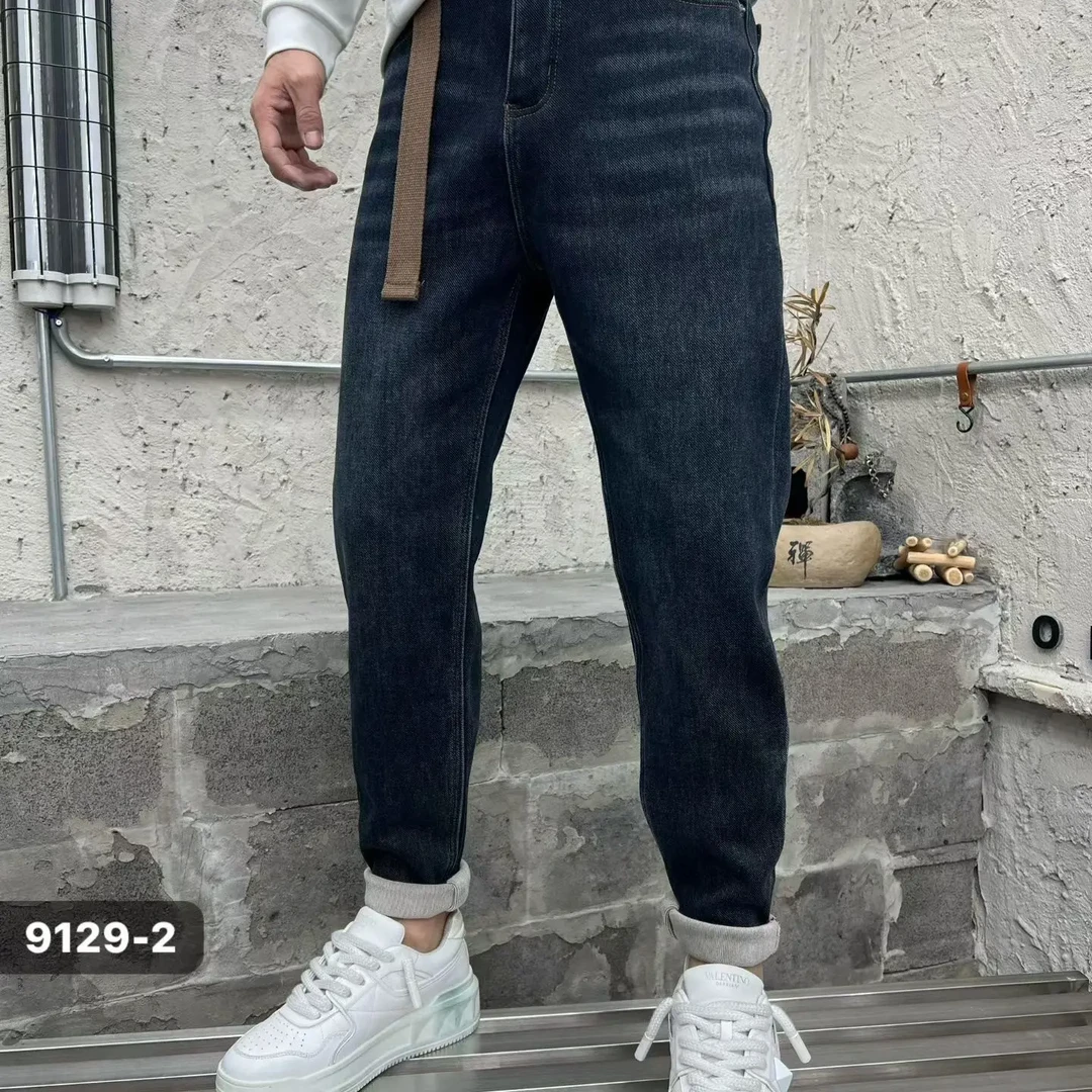 2026年款男士加绒小直筒牛仔时尚简约百搭潮流休闲潮流9129牛仔裤
