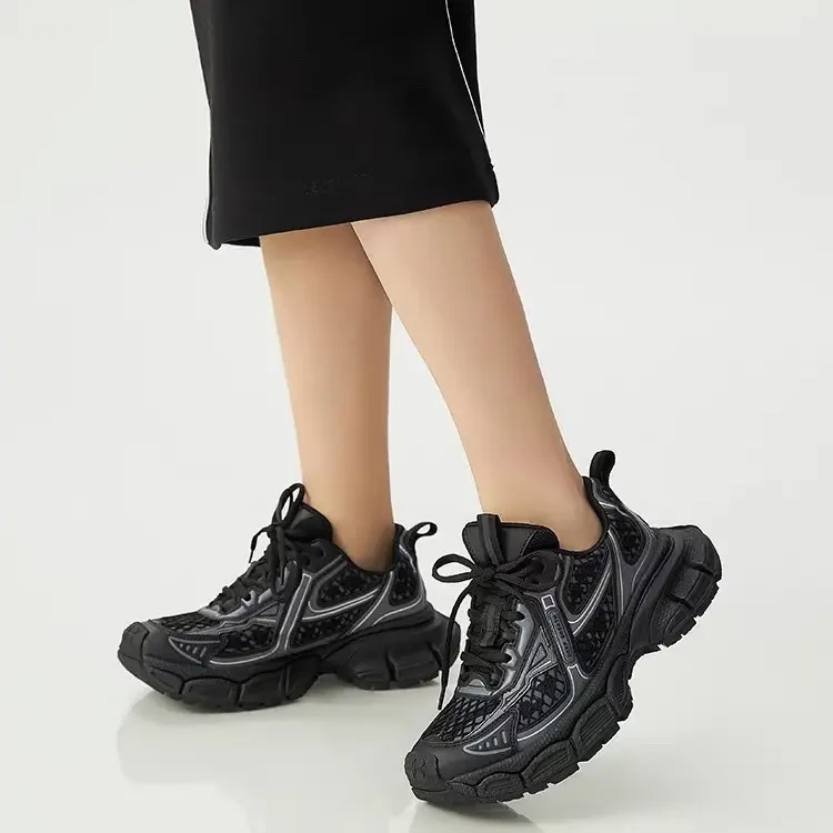 DEEPBREATH深呼吸女鞋厚底百搭老爹鞋刀疤运动网面休闲鞋AX12255