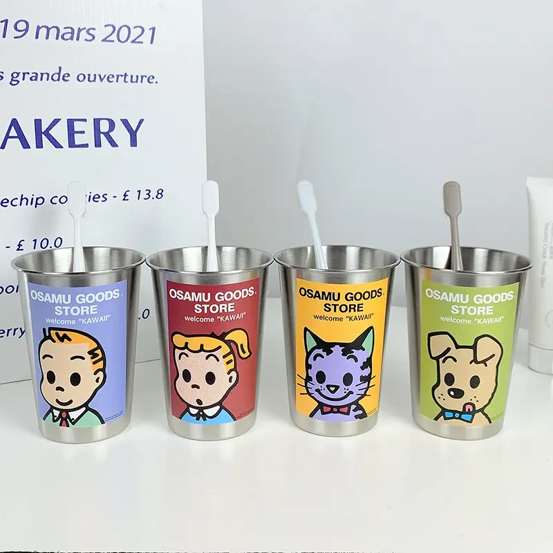 可爱漱口杯不锈钢家用牙刷儿童高颜值宿舍洗漱水杯情侣牙缸置物杯