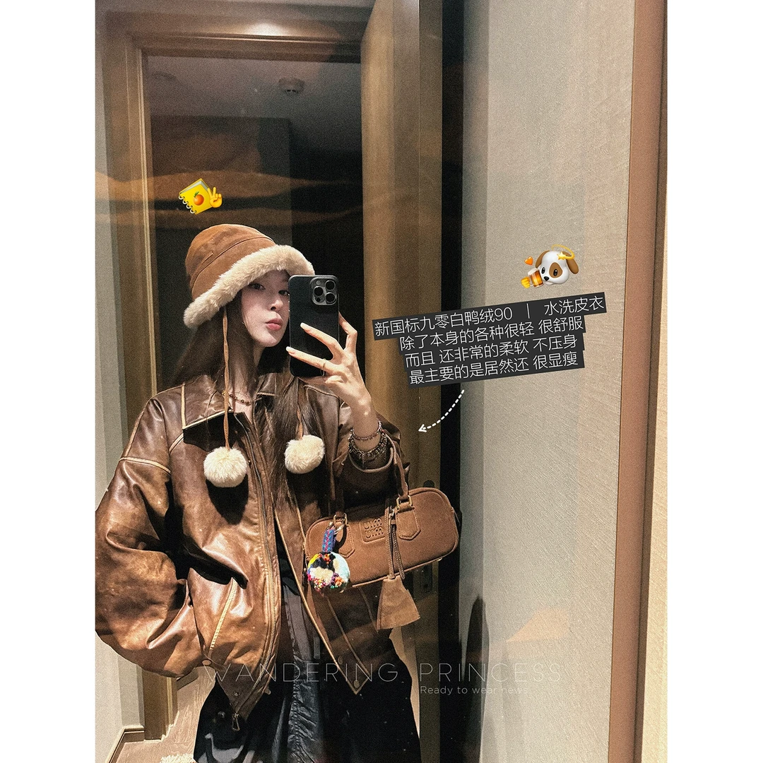 钱美西  擦色做旧羽绒服保暖外套女M02262