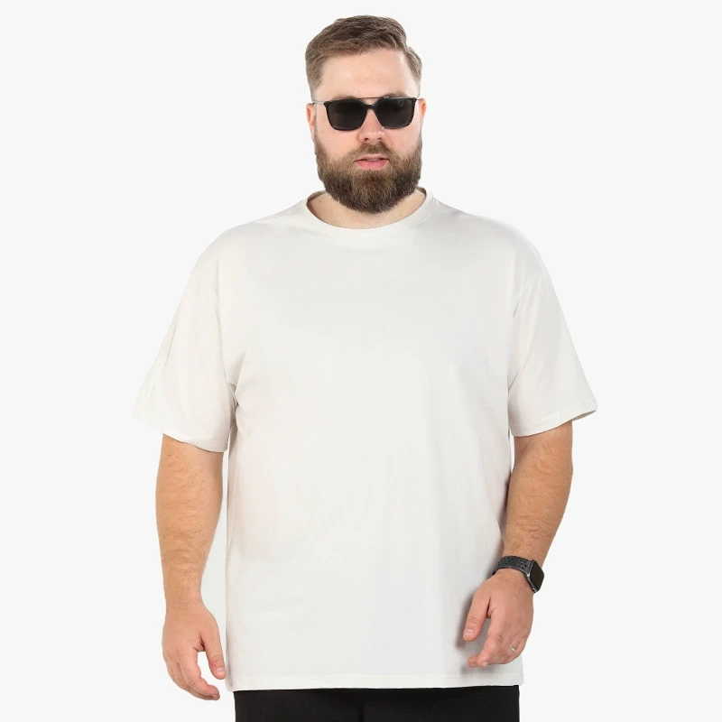 百胜狐圆领短袖T恤男2025夏胖哥大码加肥宽松休闲纯色半截袖上衣