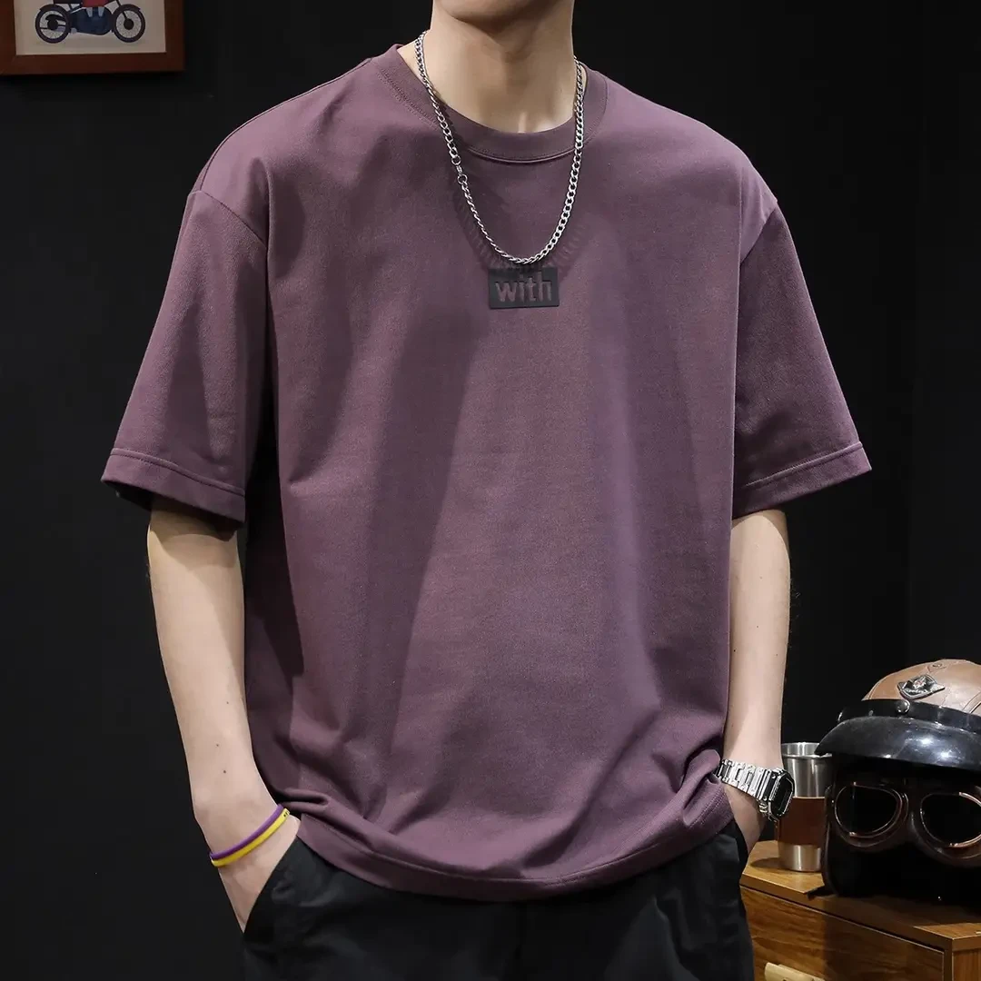 男士纯棉百搭打底美式圆领短袖T恤男衣服夏潮流2025新款大码潮牌