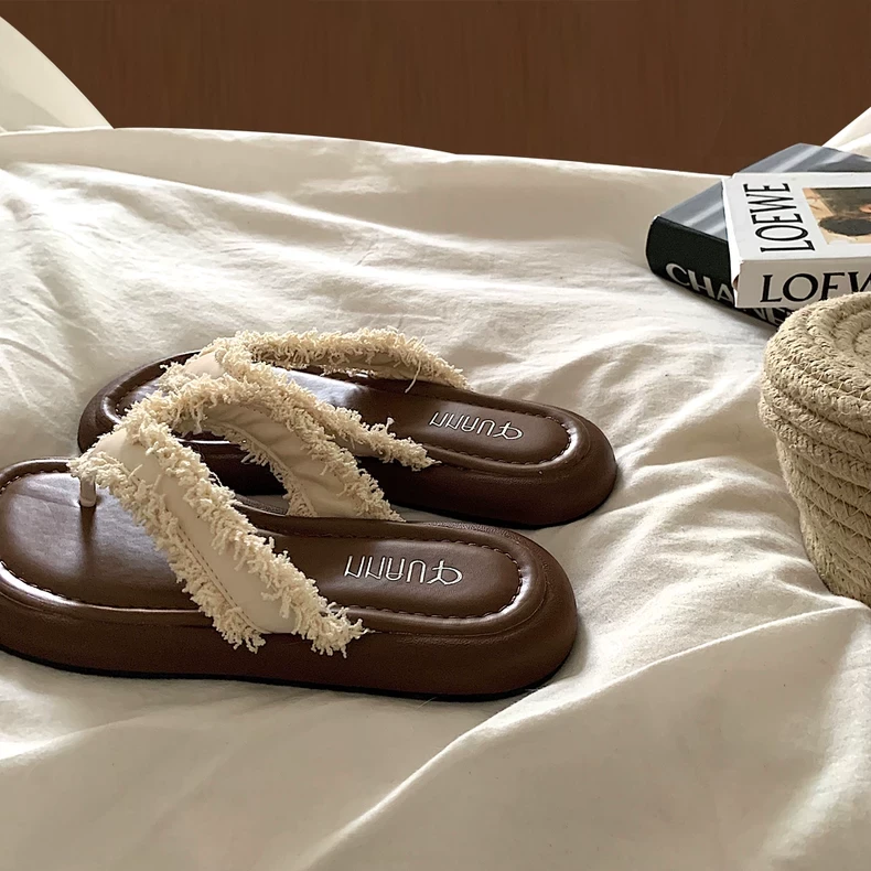 复古韩版ins晚晚风人字拖女外穿夏季踩屎感厚底网红罗马凉拖鞋