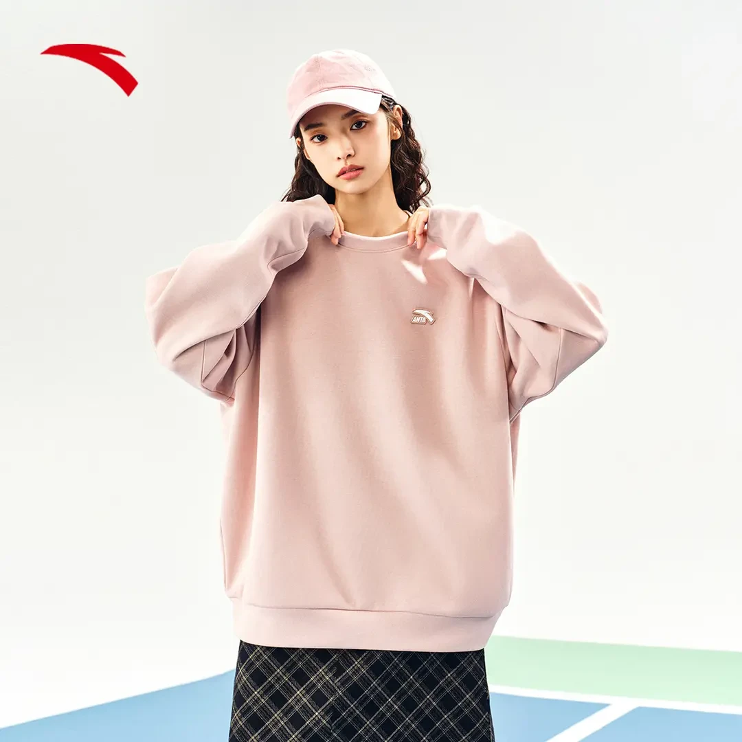 【安踏】运动针织卫衣新款套头衫男女同款休闲长袖时尚训练卫衣