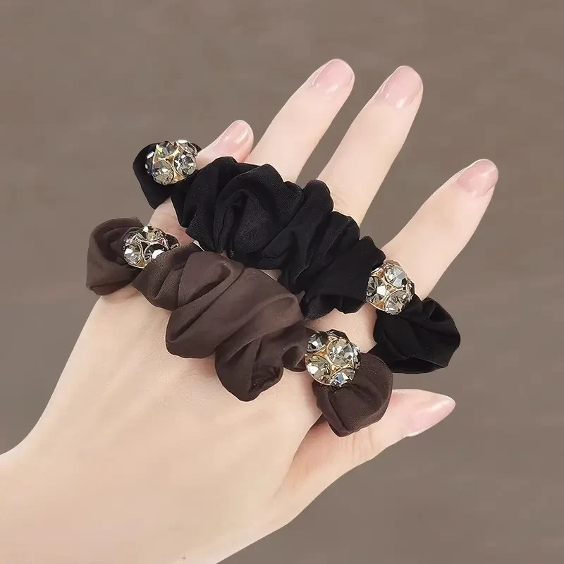 高级水钻扎头发皮筋发圈女高弹力耐用无痕不伤发轻奢发饰布艺头绳