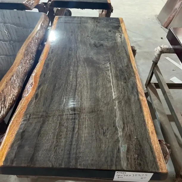 整板纯原木实木大板茶桌办公桌书桌自然边黑檀木茶几