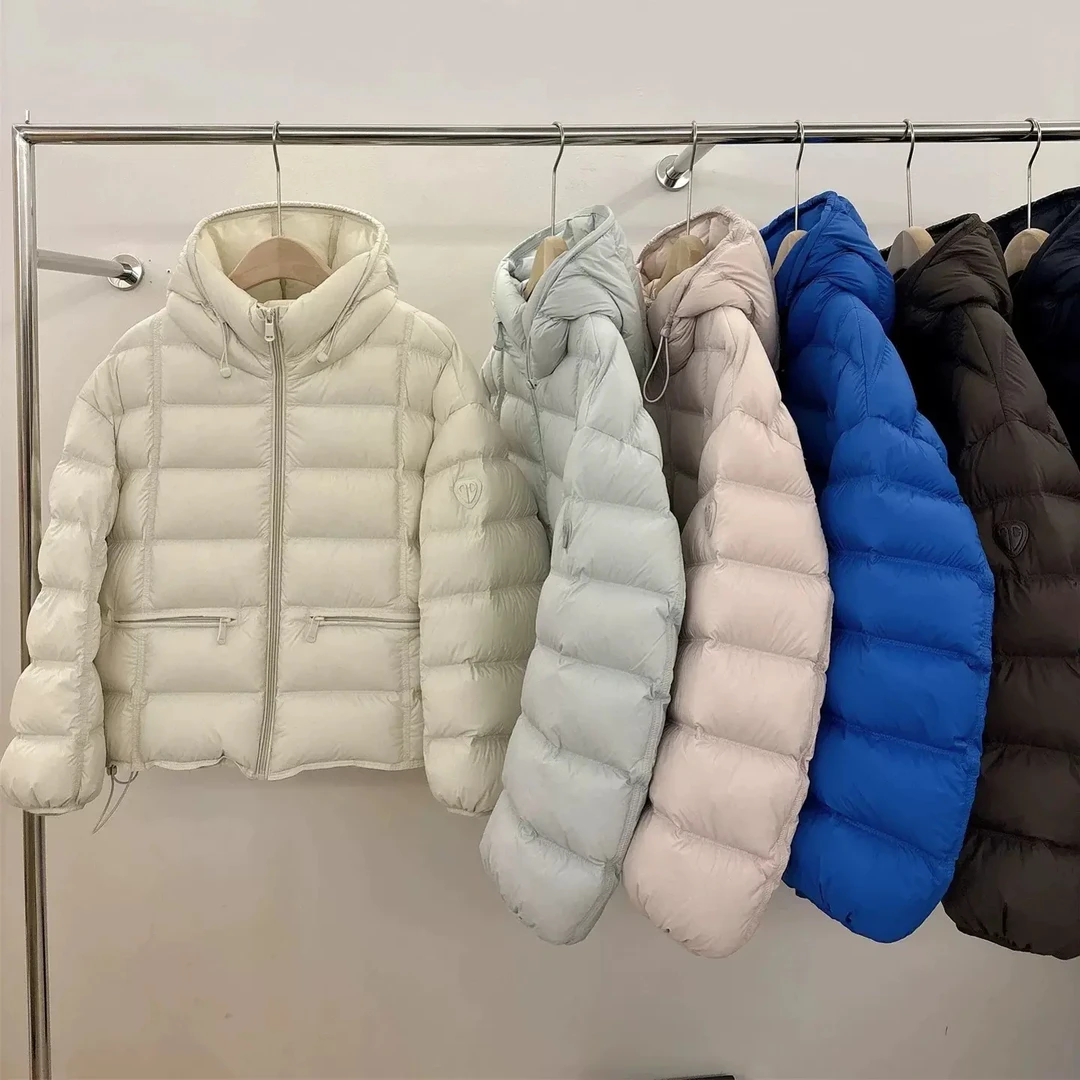 连帽短款白鸭绒羽绒服女冬季新款保暖外套