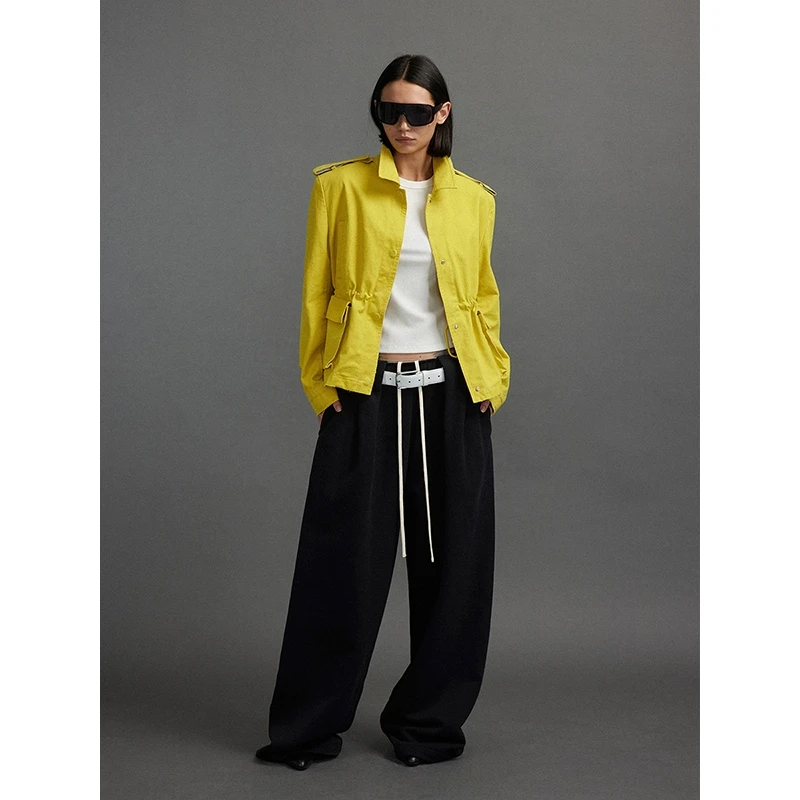 saumple study symp 做旧水洗短款束腰猎装夹克外套