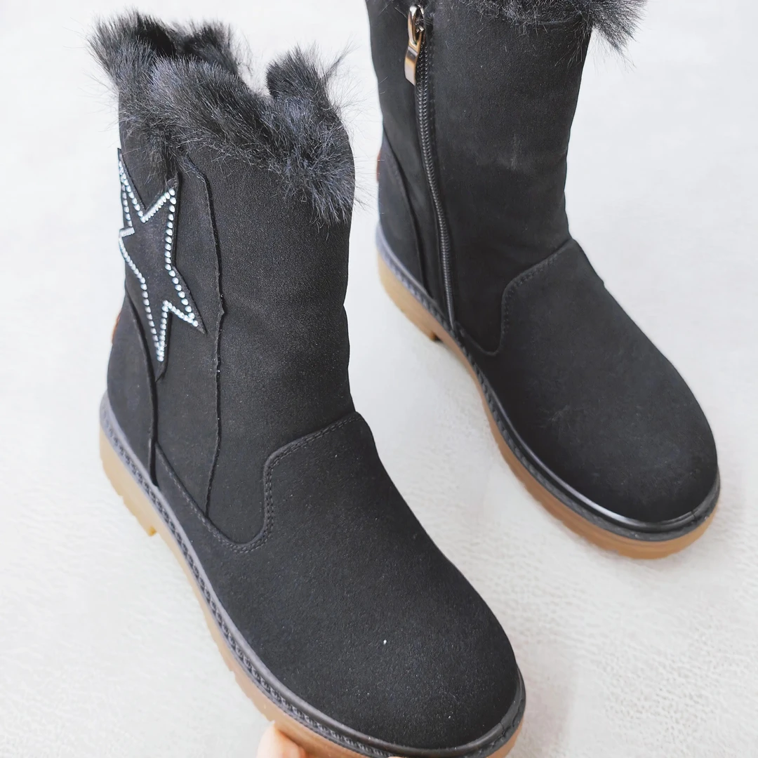 雪地靴女冬反毛皮防水厚底加绒加厚保暖防滑中筒棉鞋