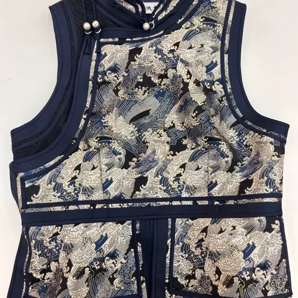 薄款提花服装民族风唐装重工刺绣对襟马甲套装马夹