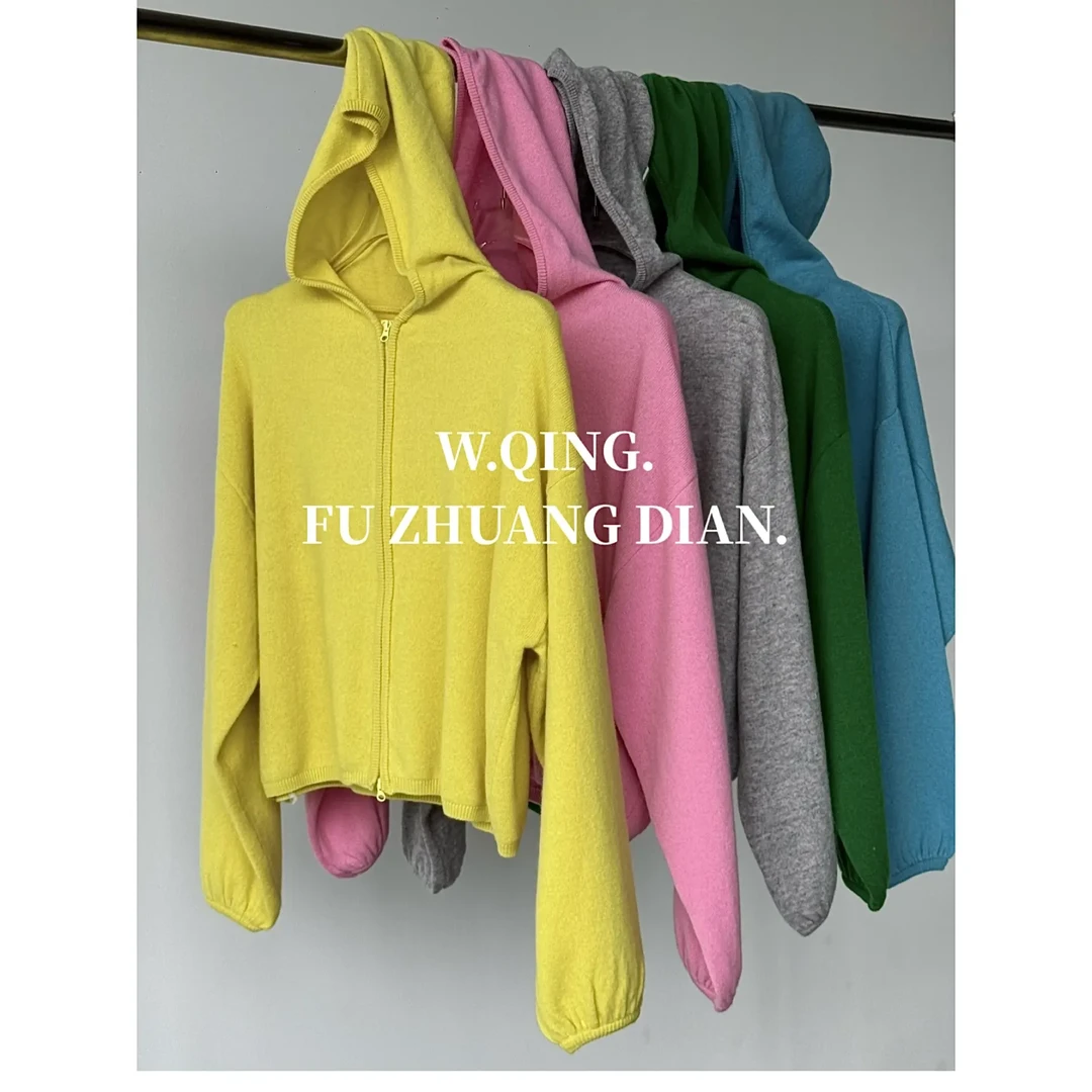【W.QING】定制款百搭全毛秋冬内搭外穿打底连帽针织ins上衣