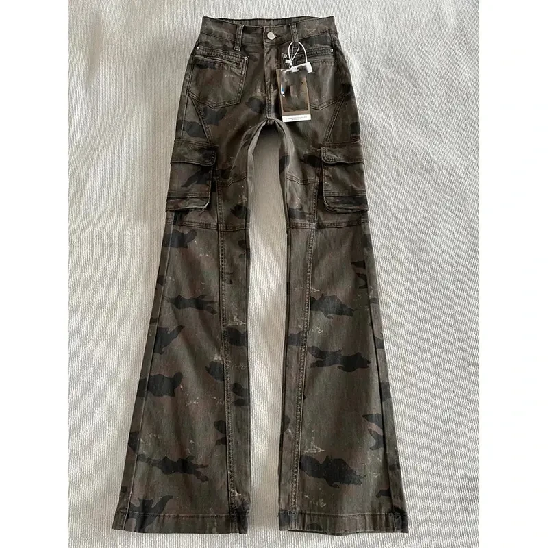 美式复古迷彩工装裤男款水洗伐木裤子vibe潮牌高腰显瘦直筒微喇裤