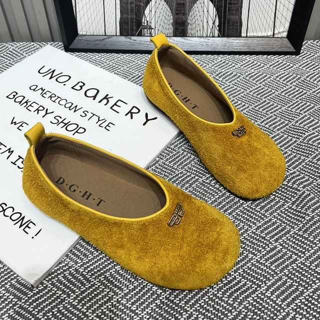 真皮豆豆鞋女软底奶奶鞋2025早春新款平底大头一脚蹬浅口乐福单鞋