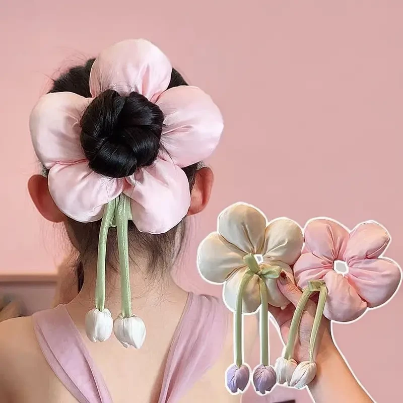 2025春日新款郁金香儿童发饰泡泡花朵发圈