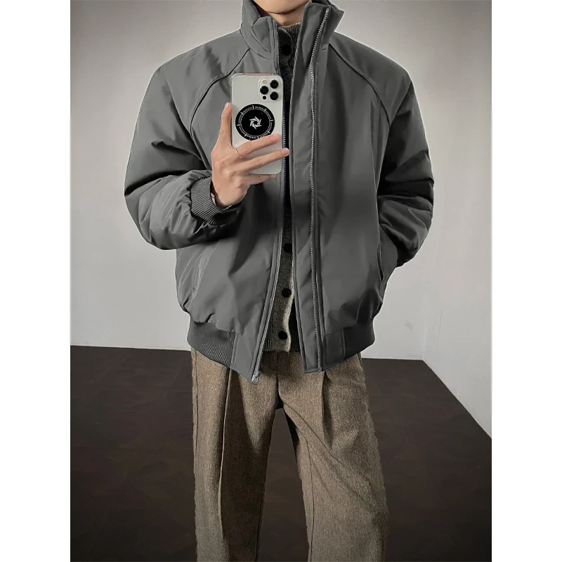 cleanfit灰色螺纹立领三防夹克棉服男冬季美式飞行员外套棉衣加厚