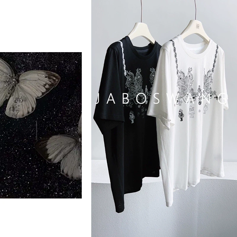 S1139等待T恤衫2025夏季新款时尚百搭圆领印花拼接度假风