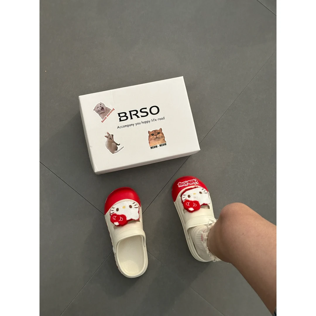 可爱卡通KT猫包头凉鞋女外穿2025春季新款软底踩屎感舒适凉拖鞋