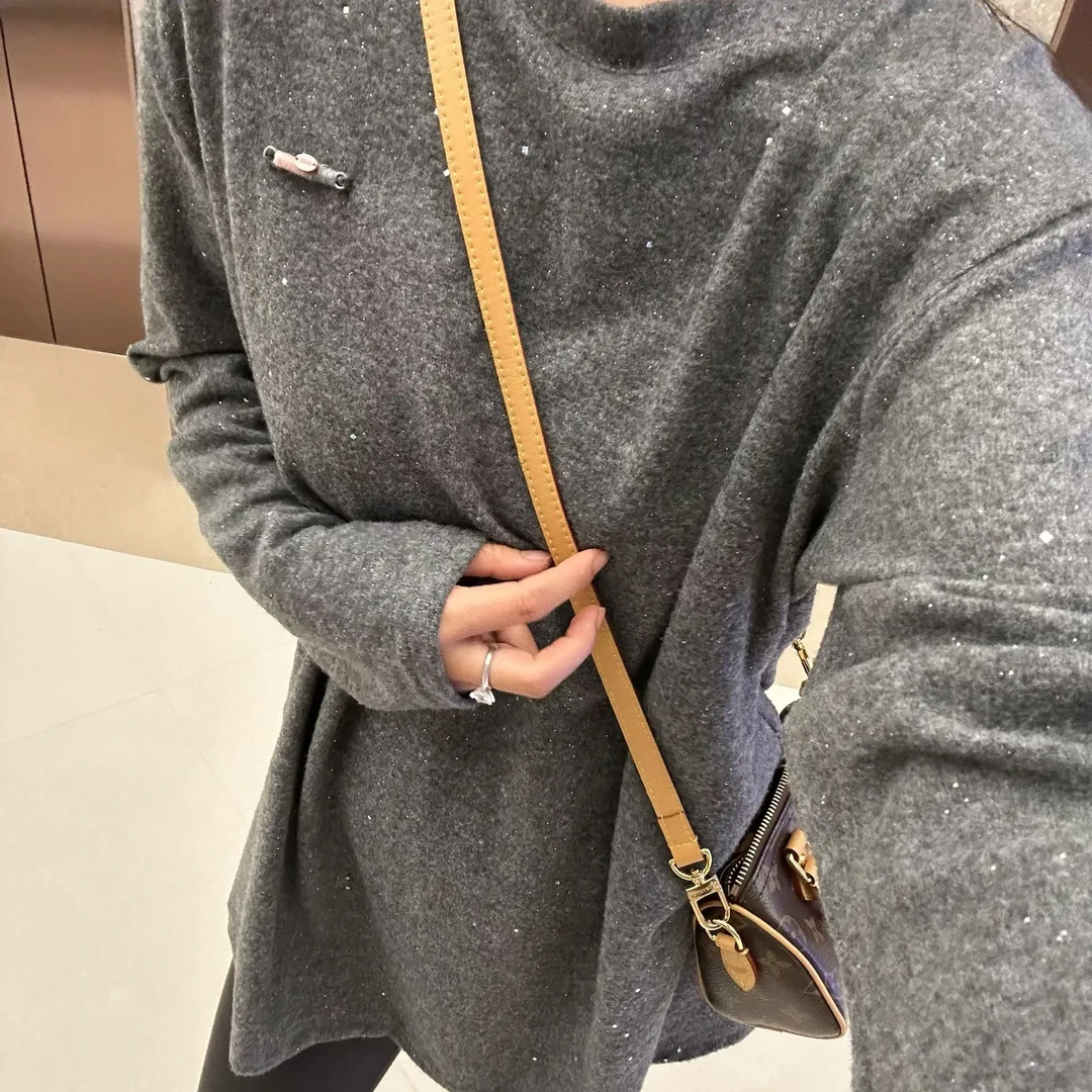 韩版时尚闪亮绒长袖打底衫新款