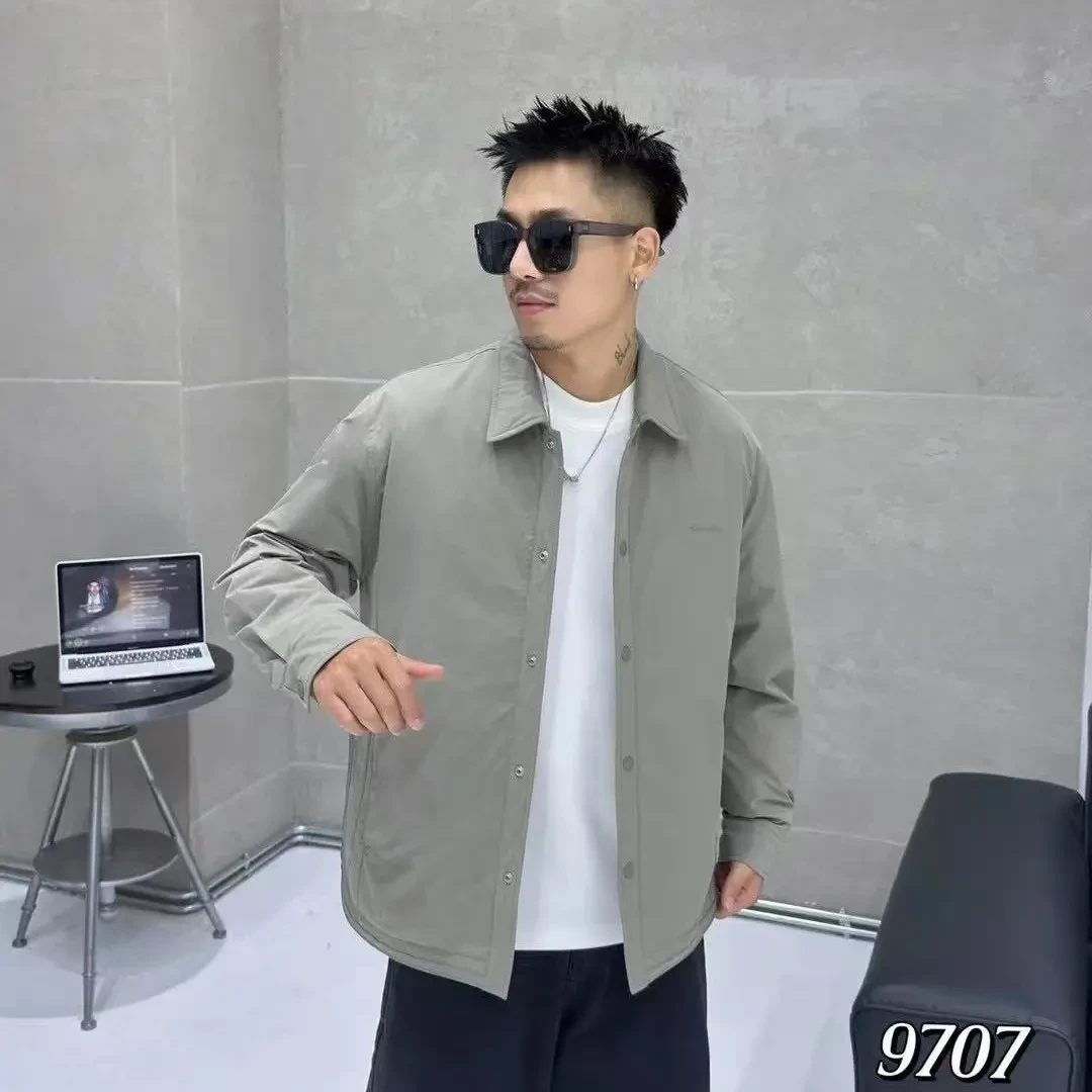 秋冬轻薄男士翻领衬衫夹克短款宽松保暖白鸭绒外套男