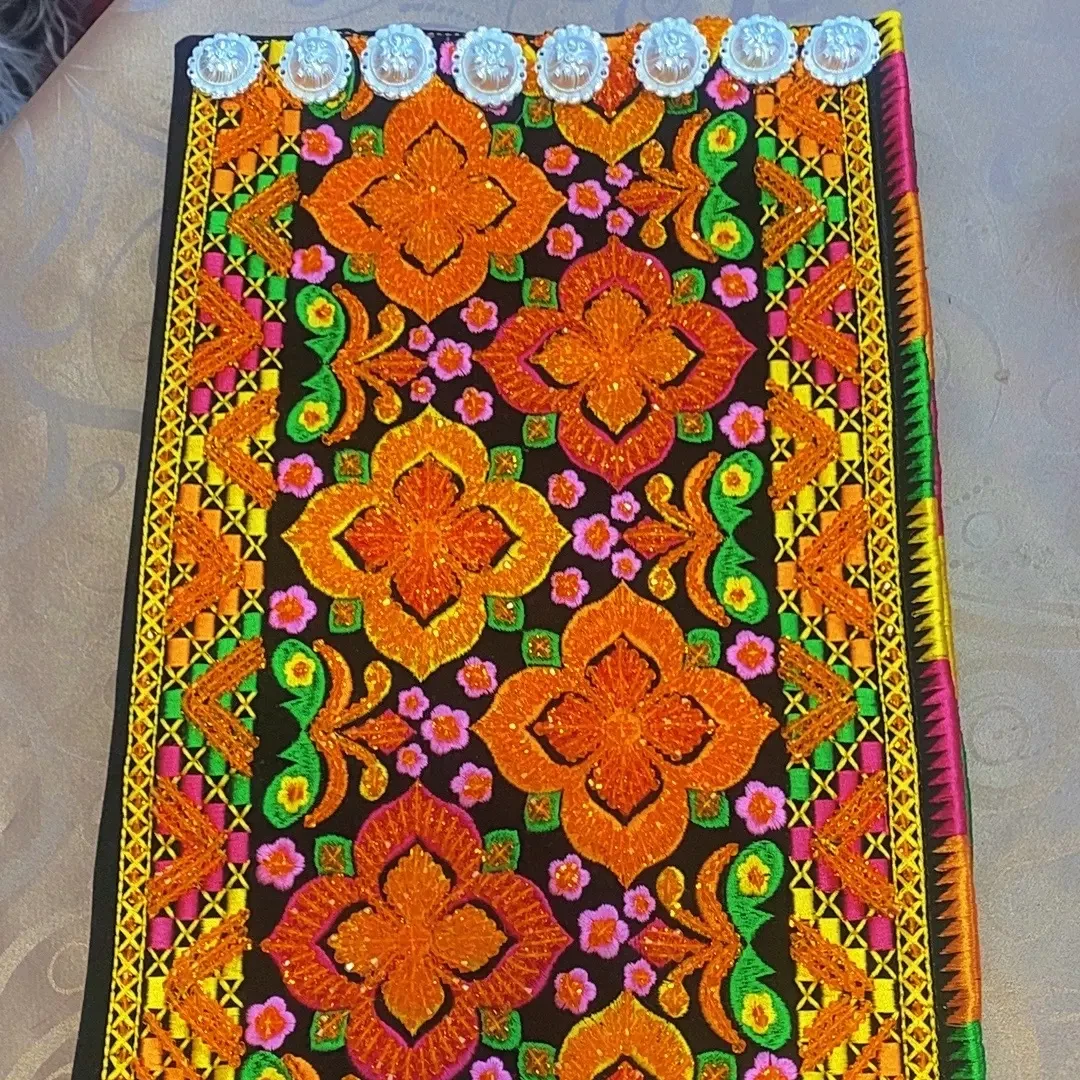 嘉绒头帕最小水晶珠加铜片，流苏，不起球不变色