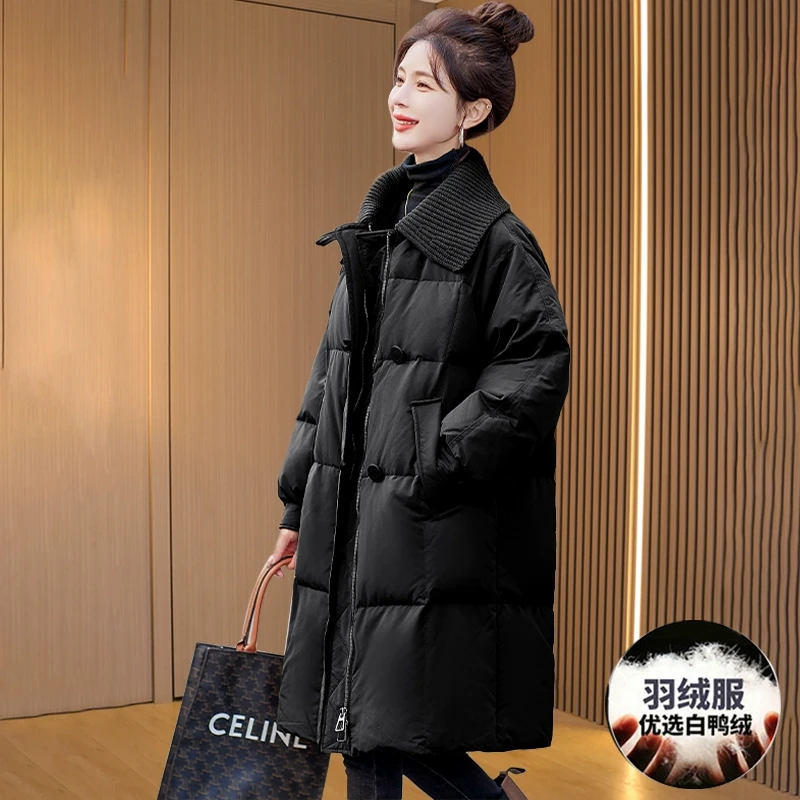 九江黑色韩版上档次羽绒服冬季新款2025网红妈妈装显年轻女士外套