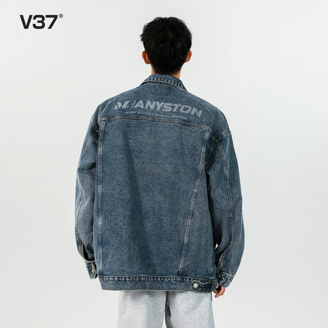 V37 水做旧牛仔外套男2025春秋季新款美式cleanfit百搭上衣夹克