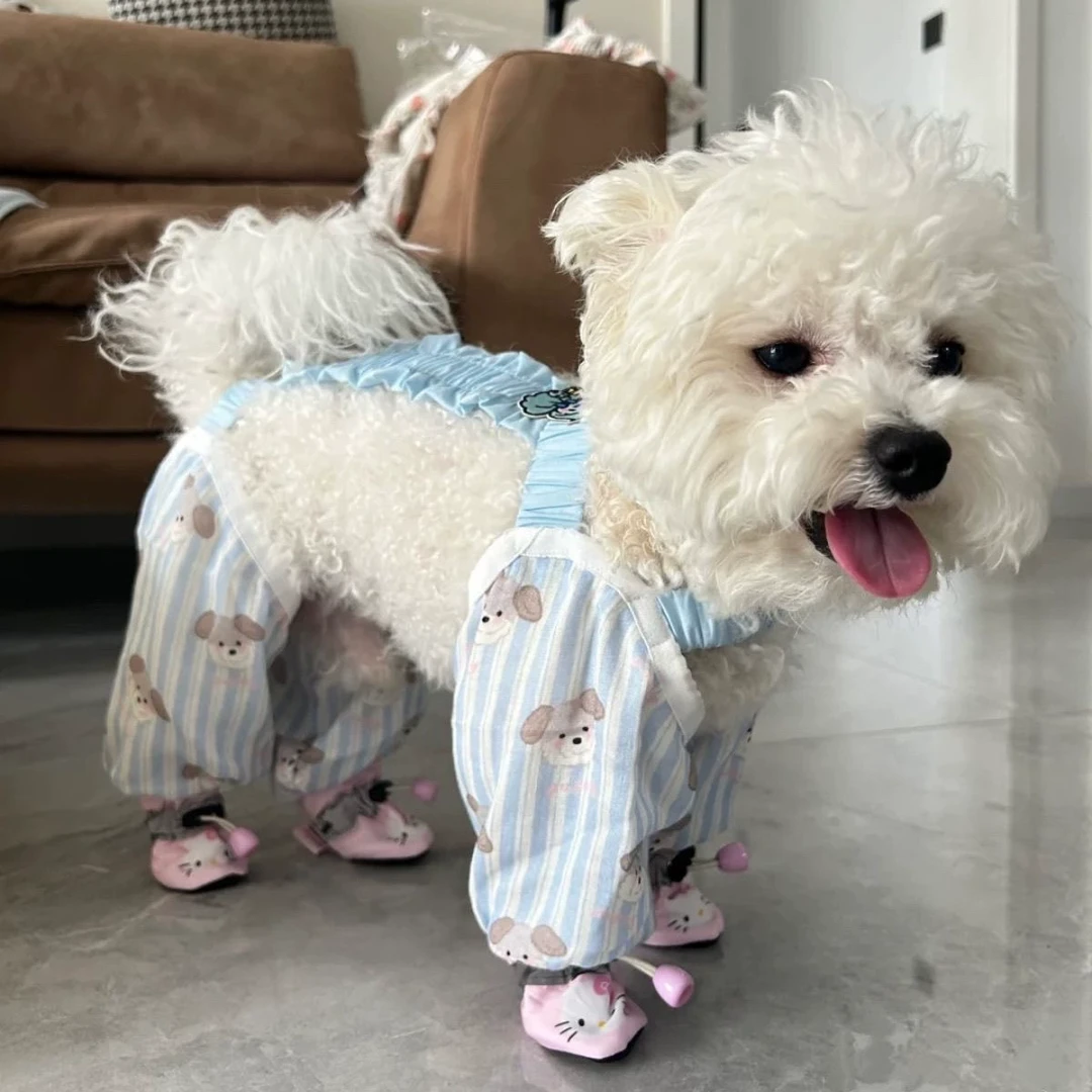 狗狗外出防尘裤狗狗防脏裤腿儿狗狗连鞋防脏裤比熊泰迪狗腿套洋气