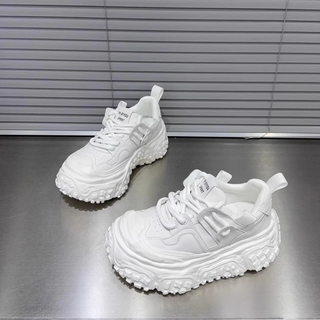 欧洲站厚底小白鞋女款2025春季新款松糕溶解老爹鞋增高运动休闲鞋