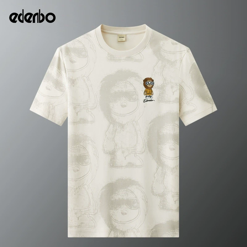 【商场同款】爱登堡t恤男士短袖宽松夏季2025新款潮流印花圆领体恤