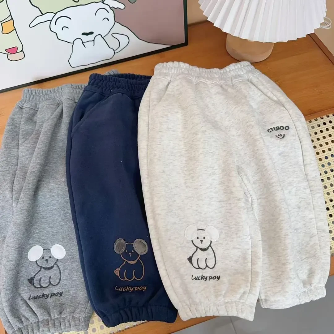 HYDD  儿童秋冬小狗加绒卫裤休闲裤