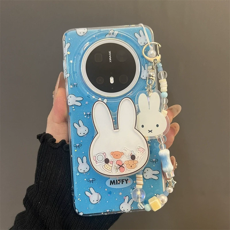 摇摇乐米菲兔支架适用华为mate70/60pro+手机壳pura70pro链条女款